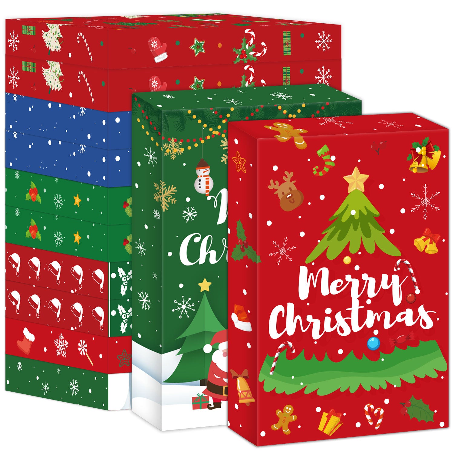 12 Pack Medium Christmas Gift Boxes with Lids