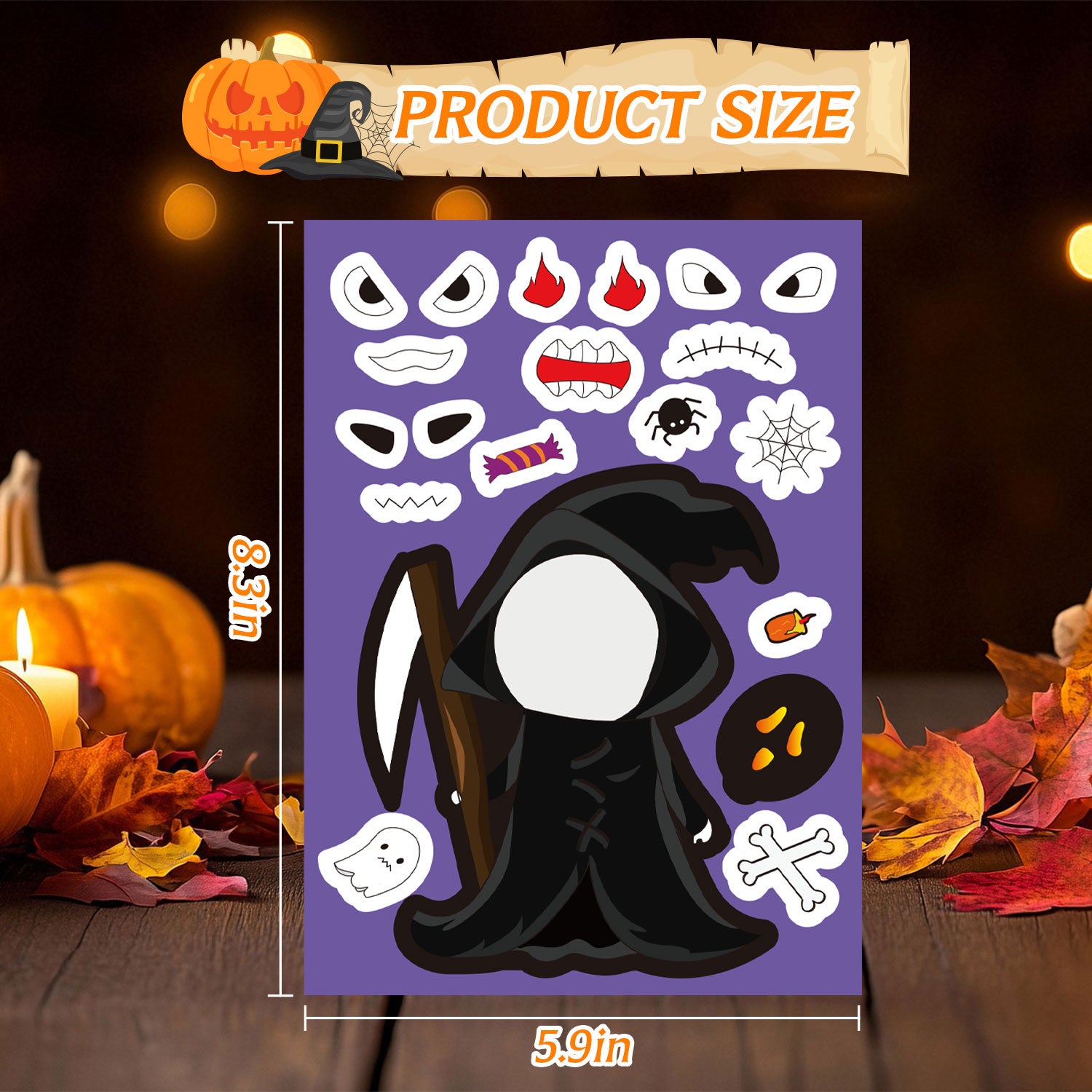 32 Sheets Halloween Make-a-face Sticker Set