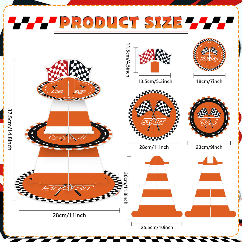 3-Tier Racing Traffic Cones Cupcake Stand