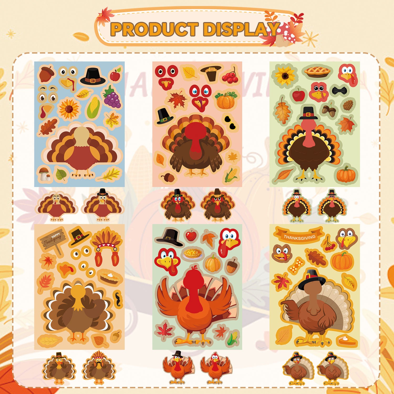 30 Pcs Make a Turkey Stickers Thanksgiving Crafts Make Your Own Sticker