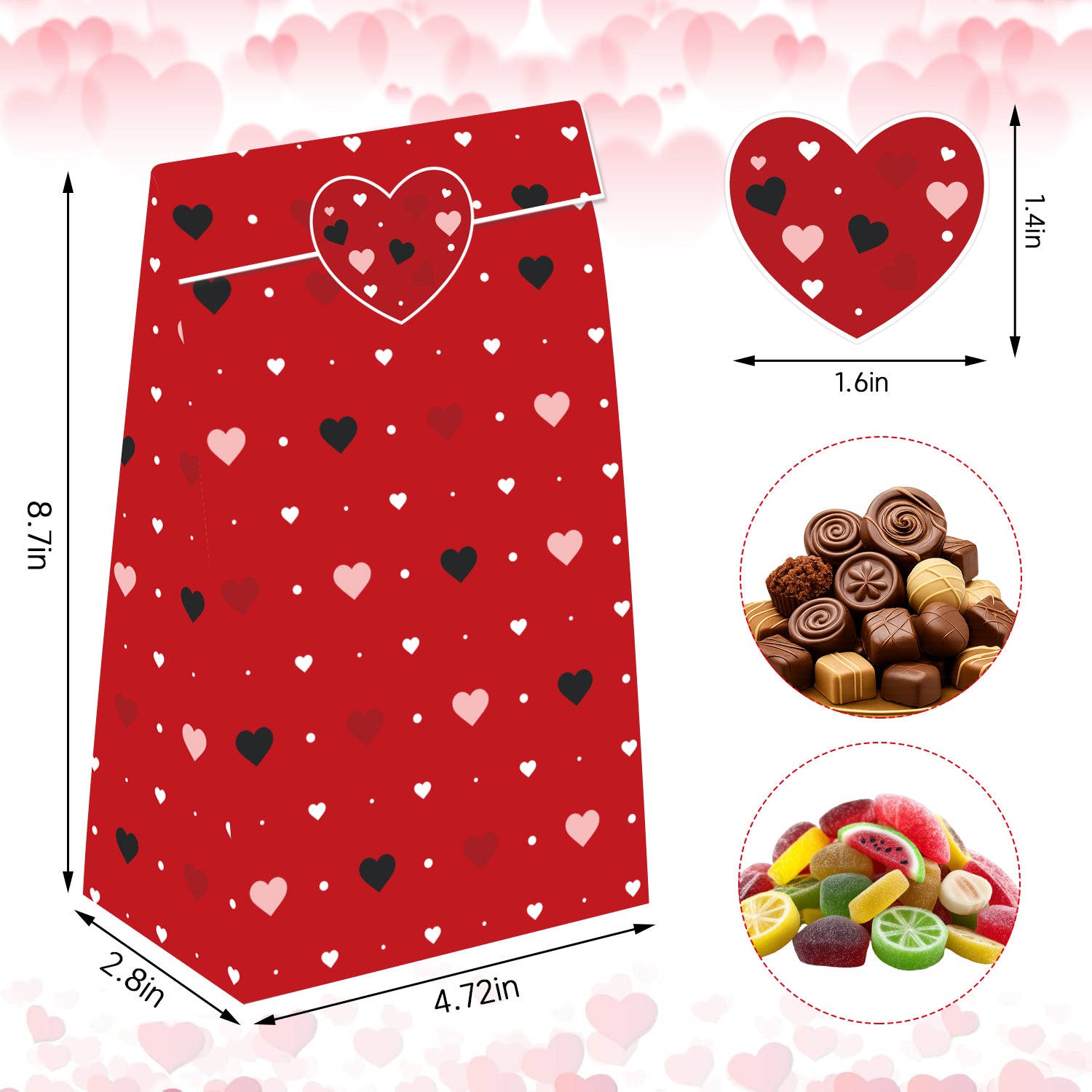 24 Pcs Valentines Gift Bags