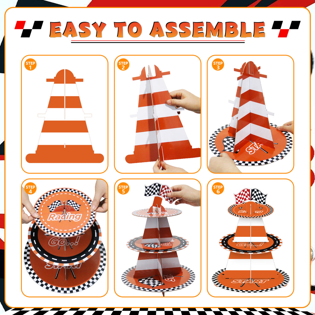 3-Tier Racing Traffic Cones Cupcake Stand