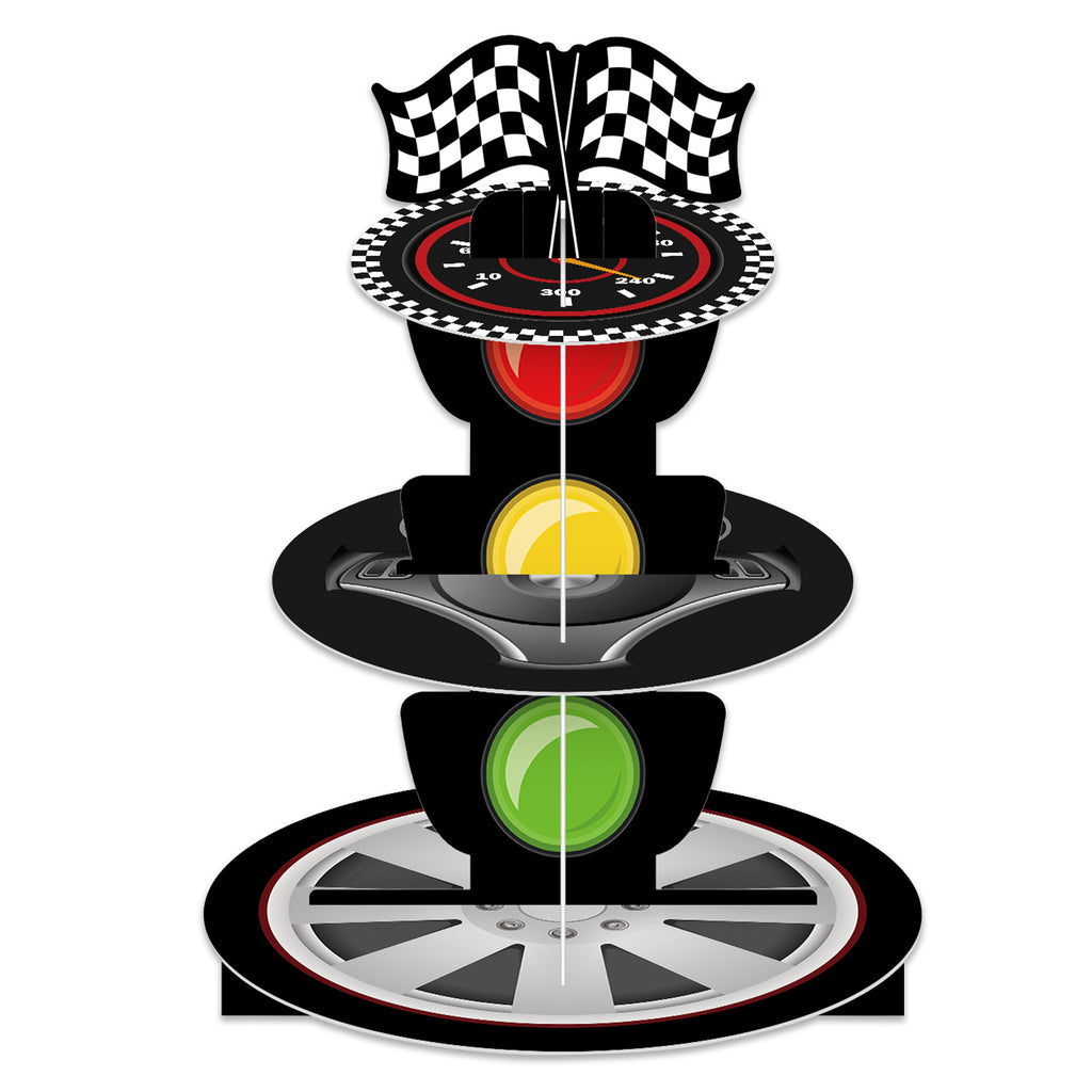 3-Tier Racing Car Theme Cardboard Cupcake Stand（Traffic Light）
