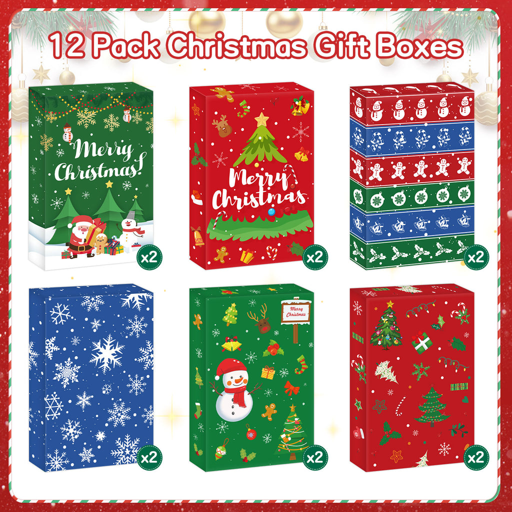 12 Pack Medium Christmas Gift Boxes with Lids