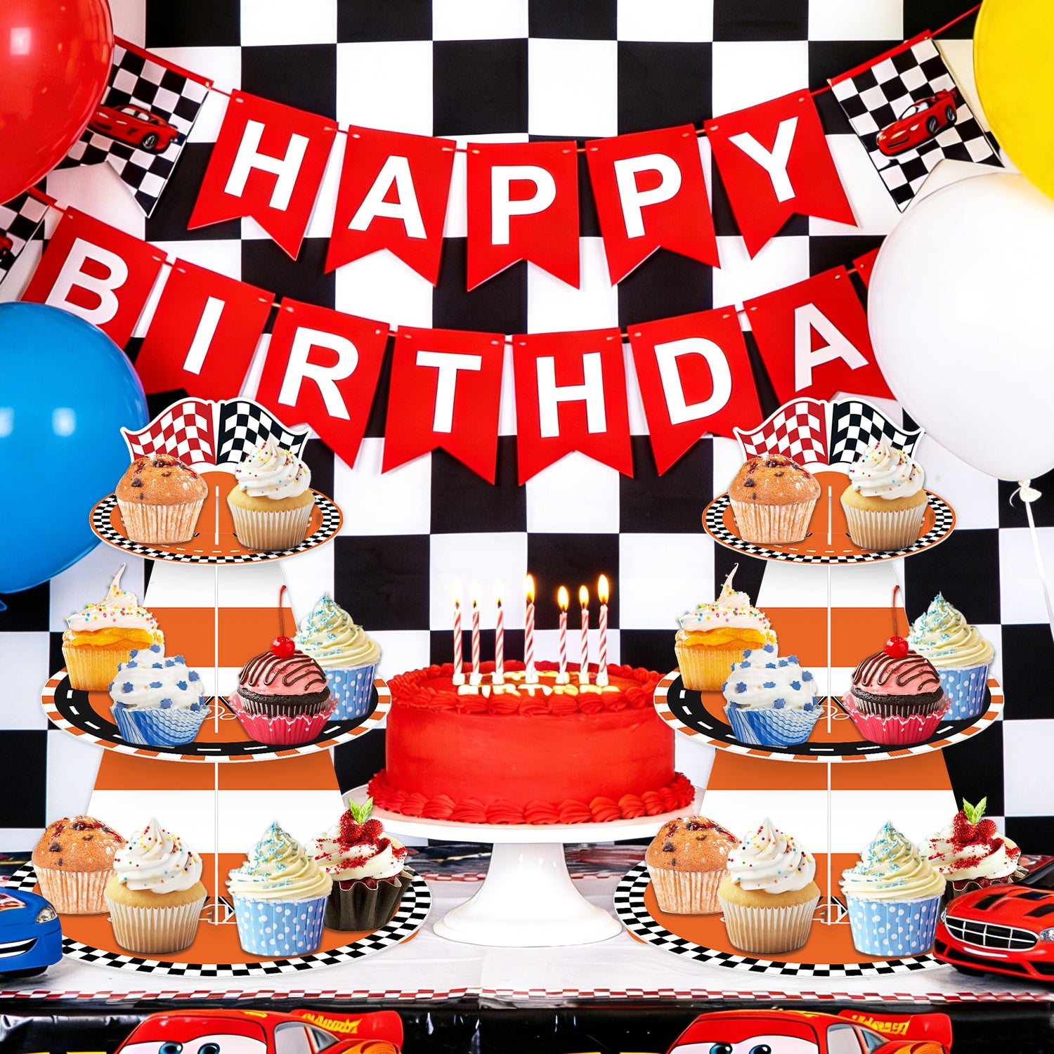 3-Tier Racing Traffic Cones Cupcake Stand