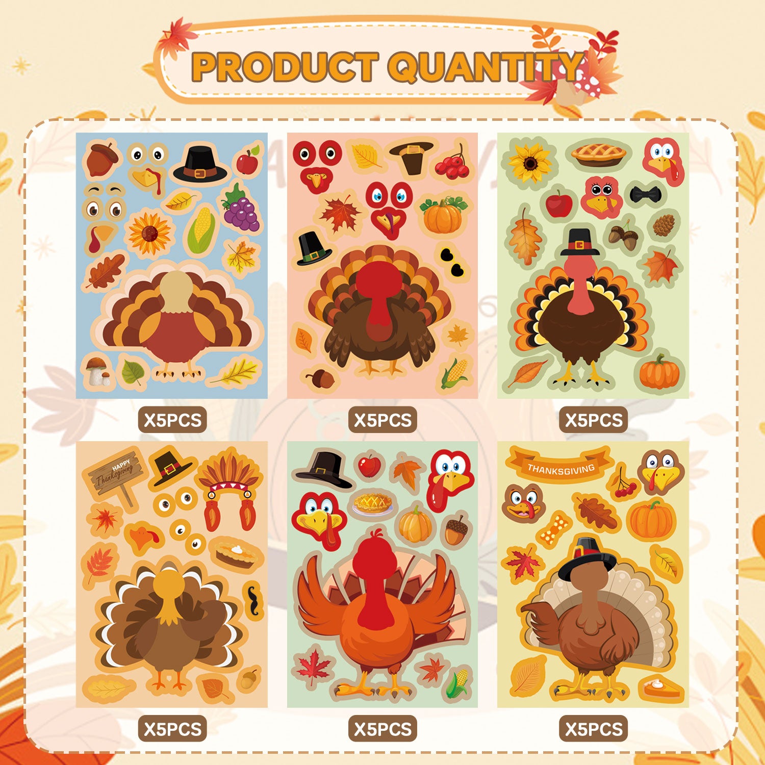 30 Pcs Make a Turkey Stickers Thanksgiving Crafts Make Your Own Sticker